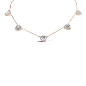 0.40ct Diamond & 6.77ct White Topaz 14k Rose Gold Necklace