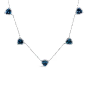 0.40ct Diamond & 6.94ct Blue Topaz 14k White Gold Necklace