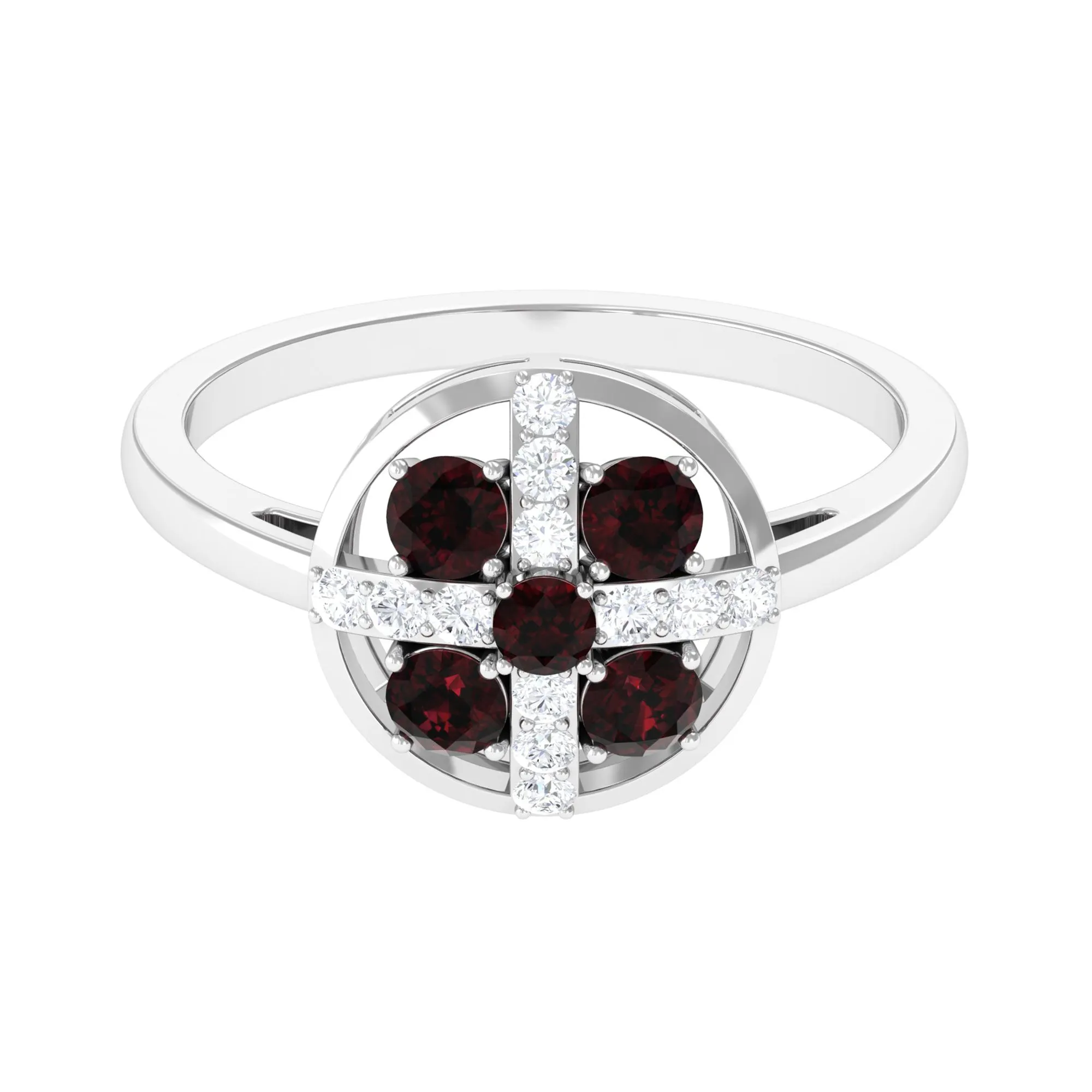 1 Carat Contemporary Garnet and Diamond Promise Ring