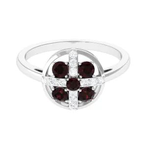 1 Carat Contemporary Garnet and Diamond Promise Ring