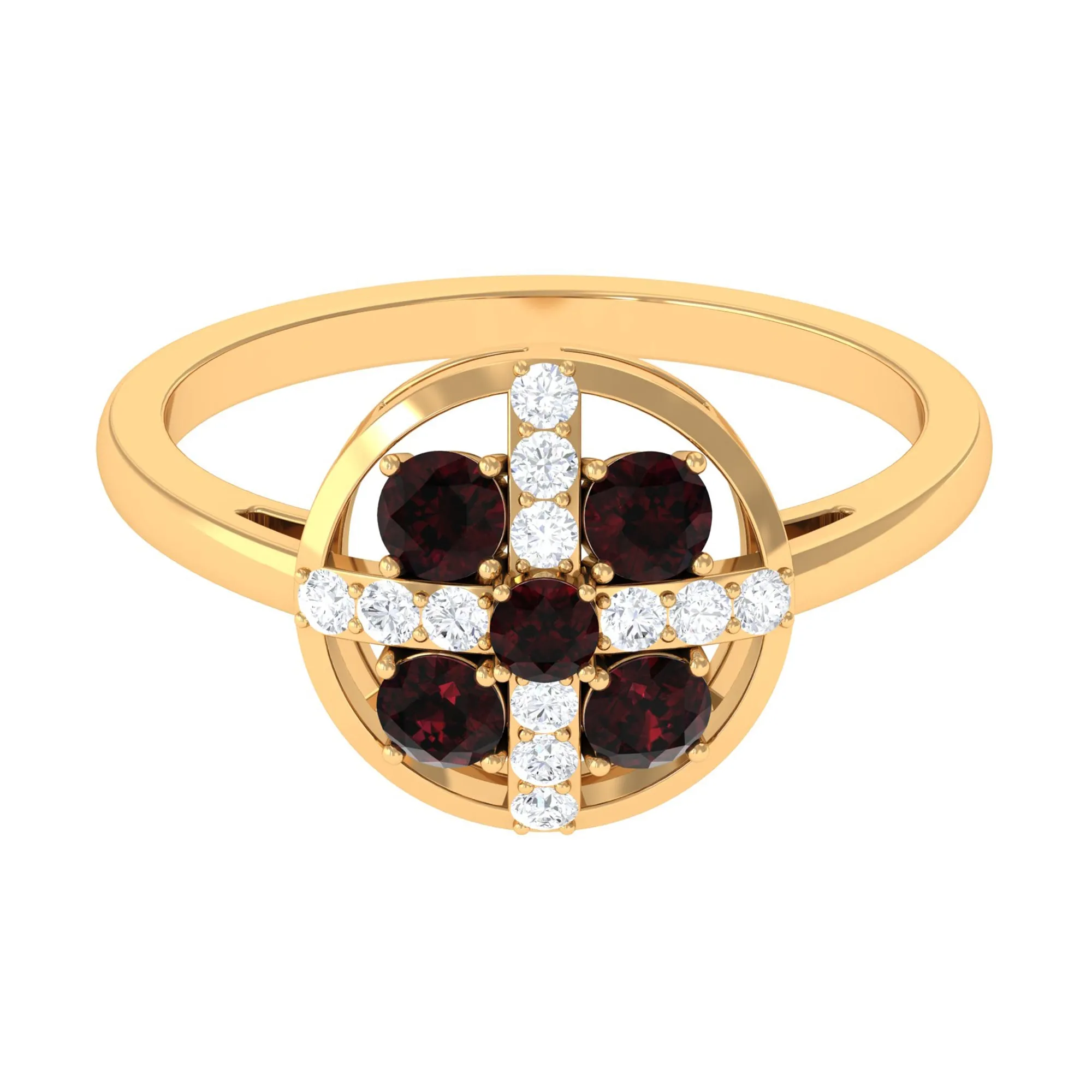 1 Carat Contemporary Garnet and Diamond Promise Ring