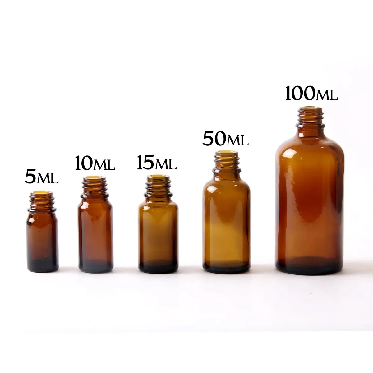 10ml Amber Glass Boston Round Bottle (With Black Tamper Evident Cap)