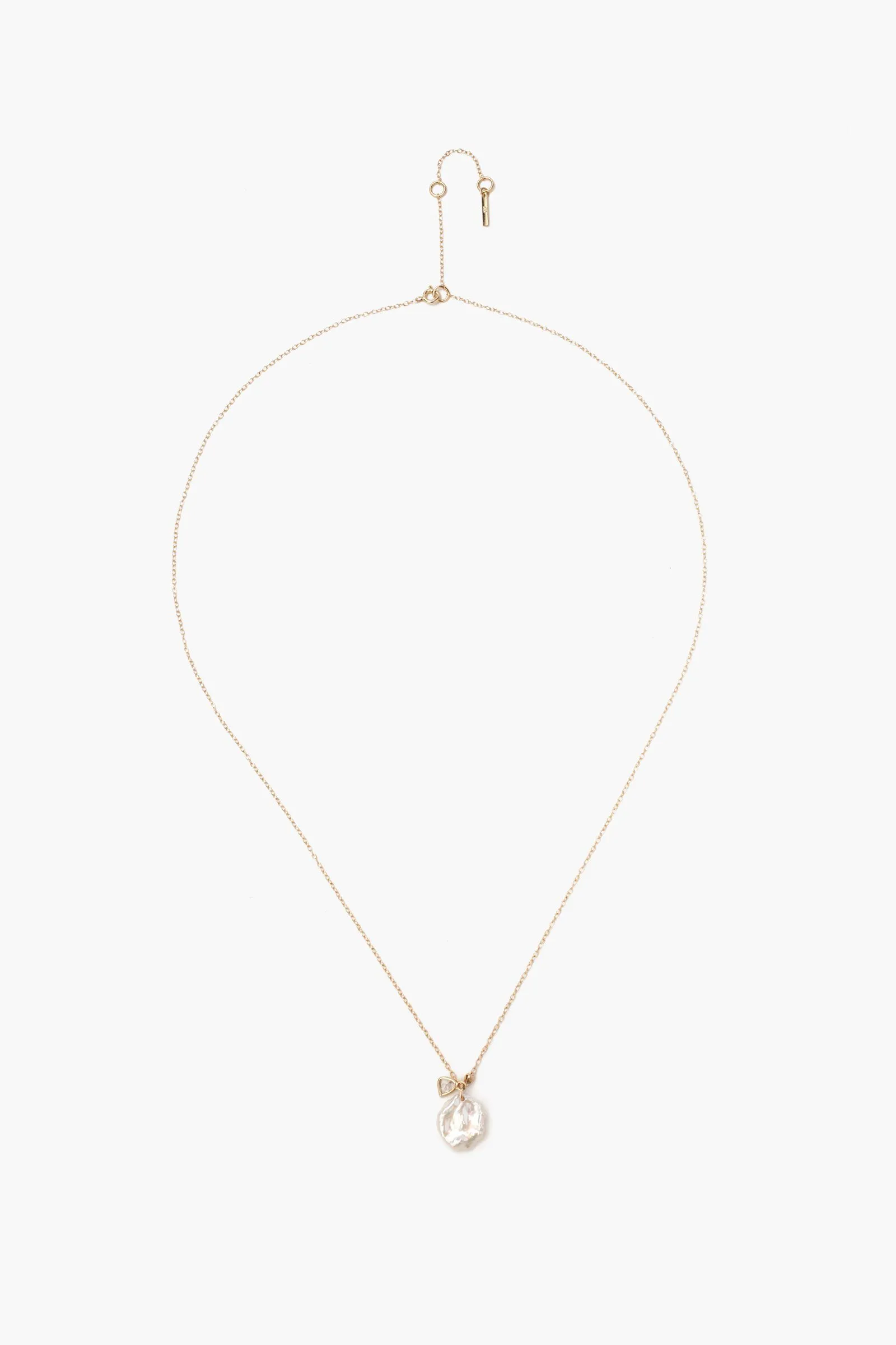 14k Keshi Pearl and Sliced Champagne Diamond Necklace