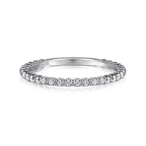 14K White Gold Bujukan Bead and Diamond Stackable Ring