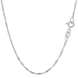 14k White Gold Singapore Chain Bracelet, 1.5mm, 10"