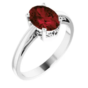 14K White Natural Mozambique Garnet Solitaire Ring