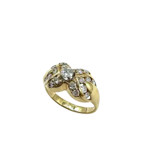 14k Yellow Gold 1 ctw Diamond X Ring