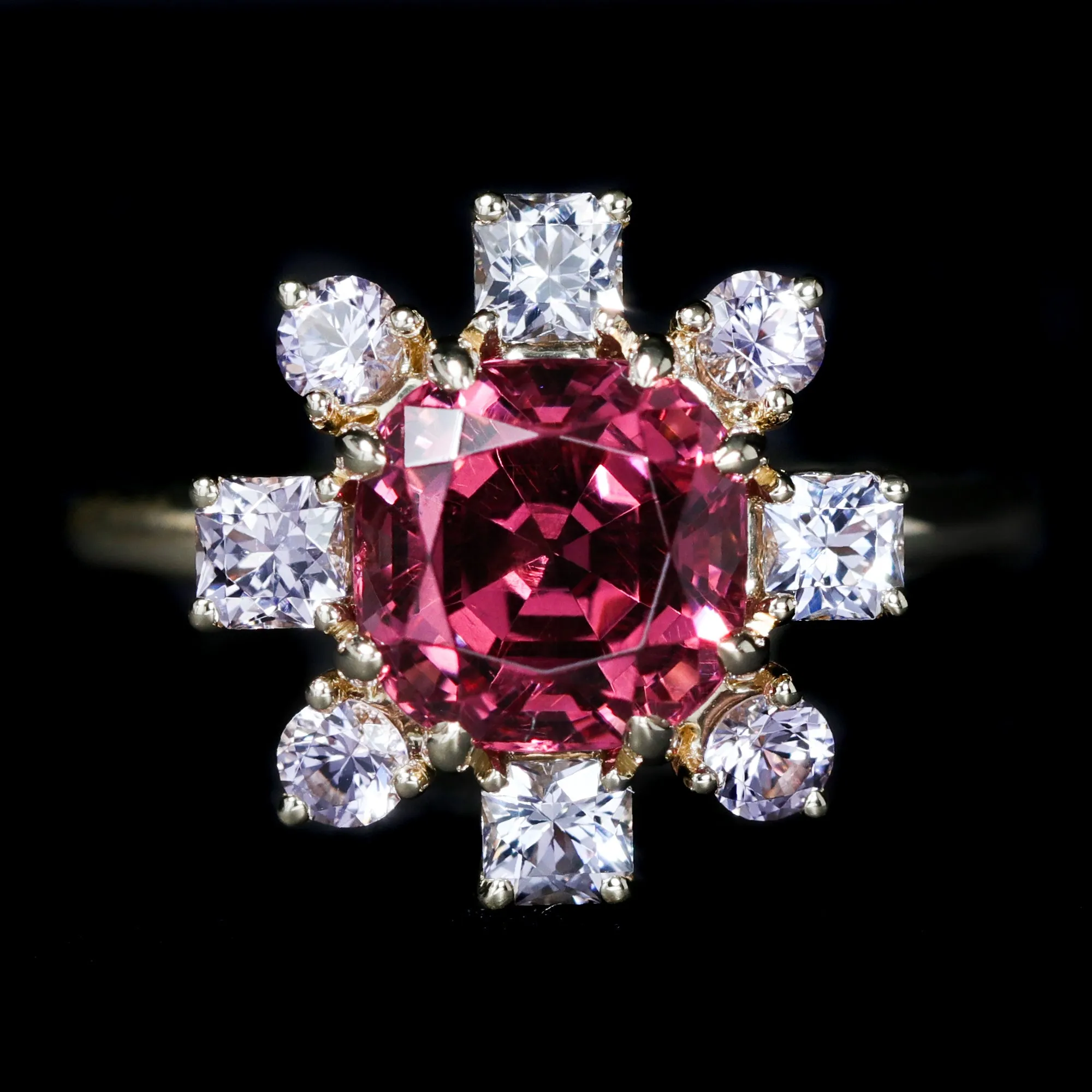 14K Yellow Gold 3.52 Carat Malaya Garnet and Spinel Ring