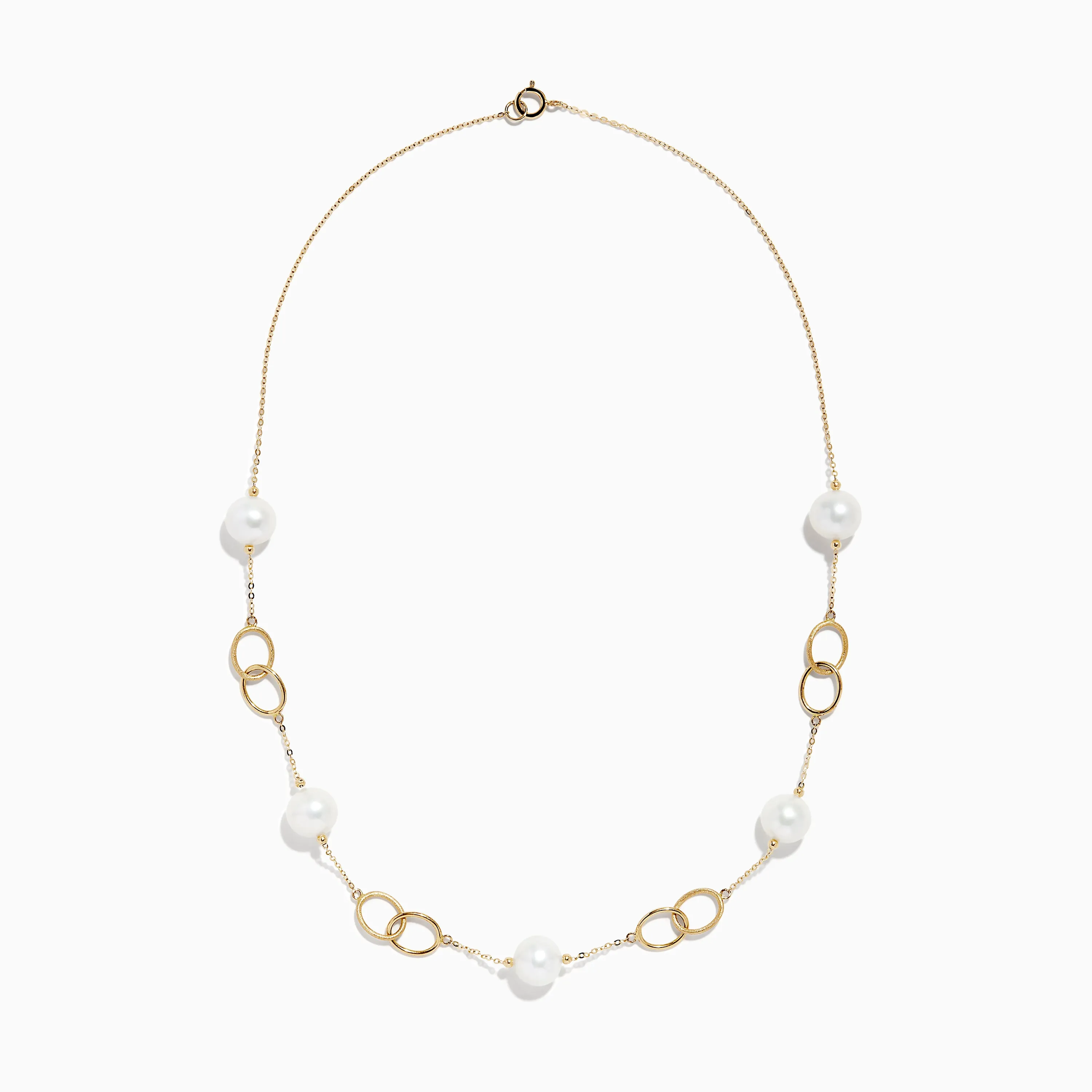 14K Yellow Gold Fresh Water Pearl Link Necklace