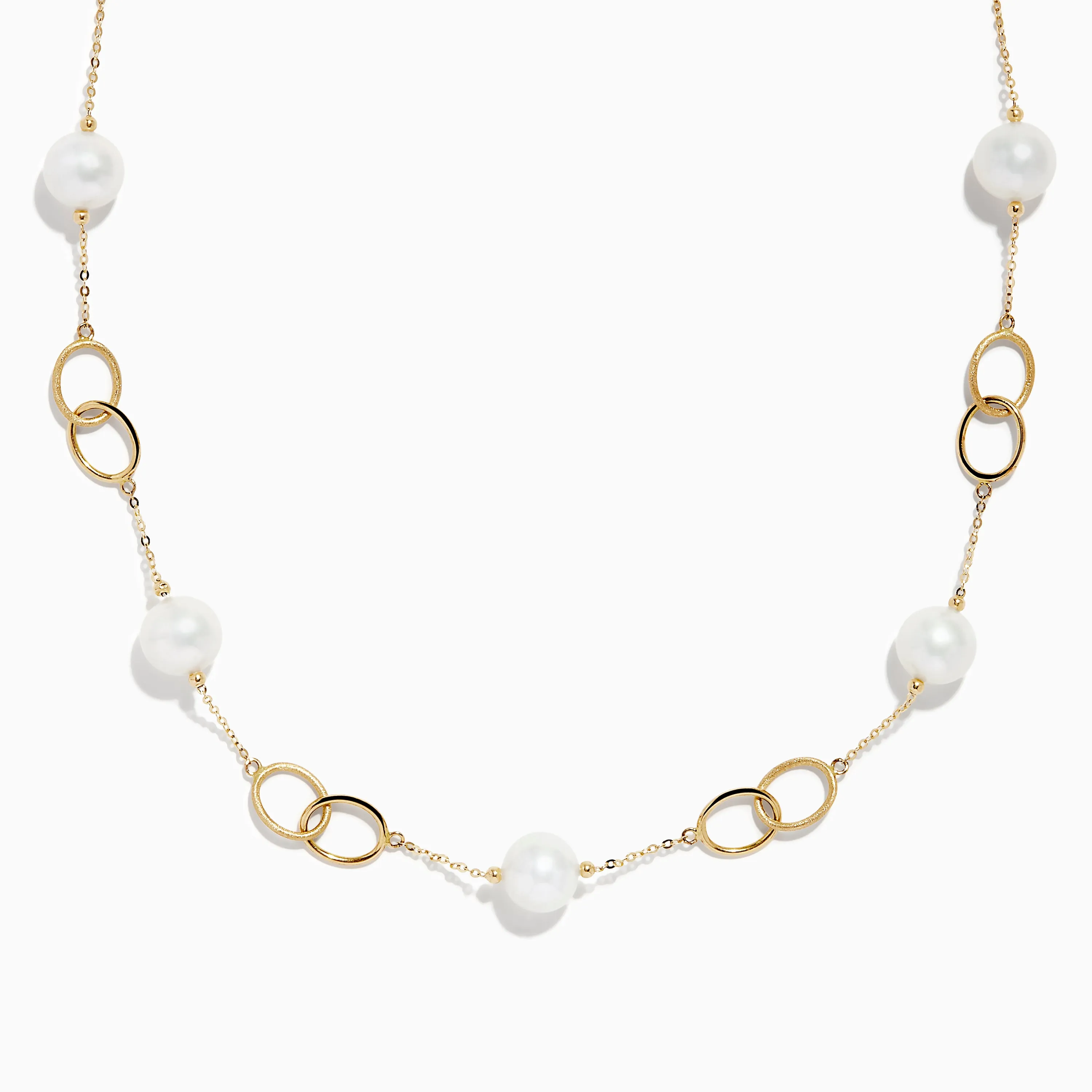 14K Yellow Gold Fresh Water Pearl Link Necklace