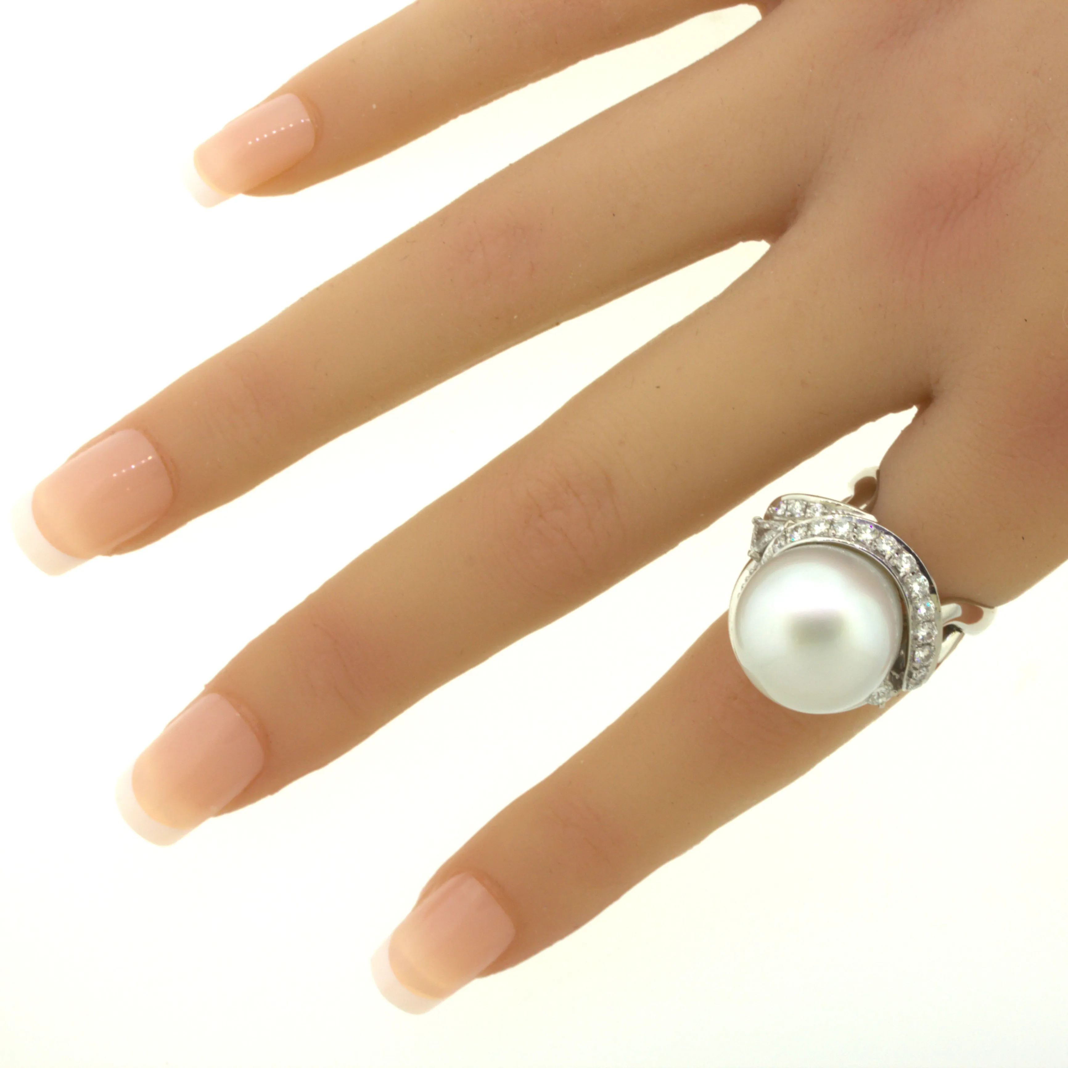 16MM South Sea Pearl Diamond Platinum Cocktail Ring