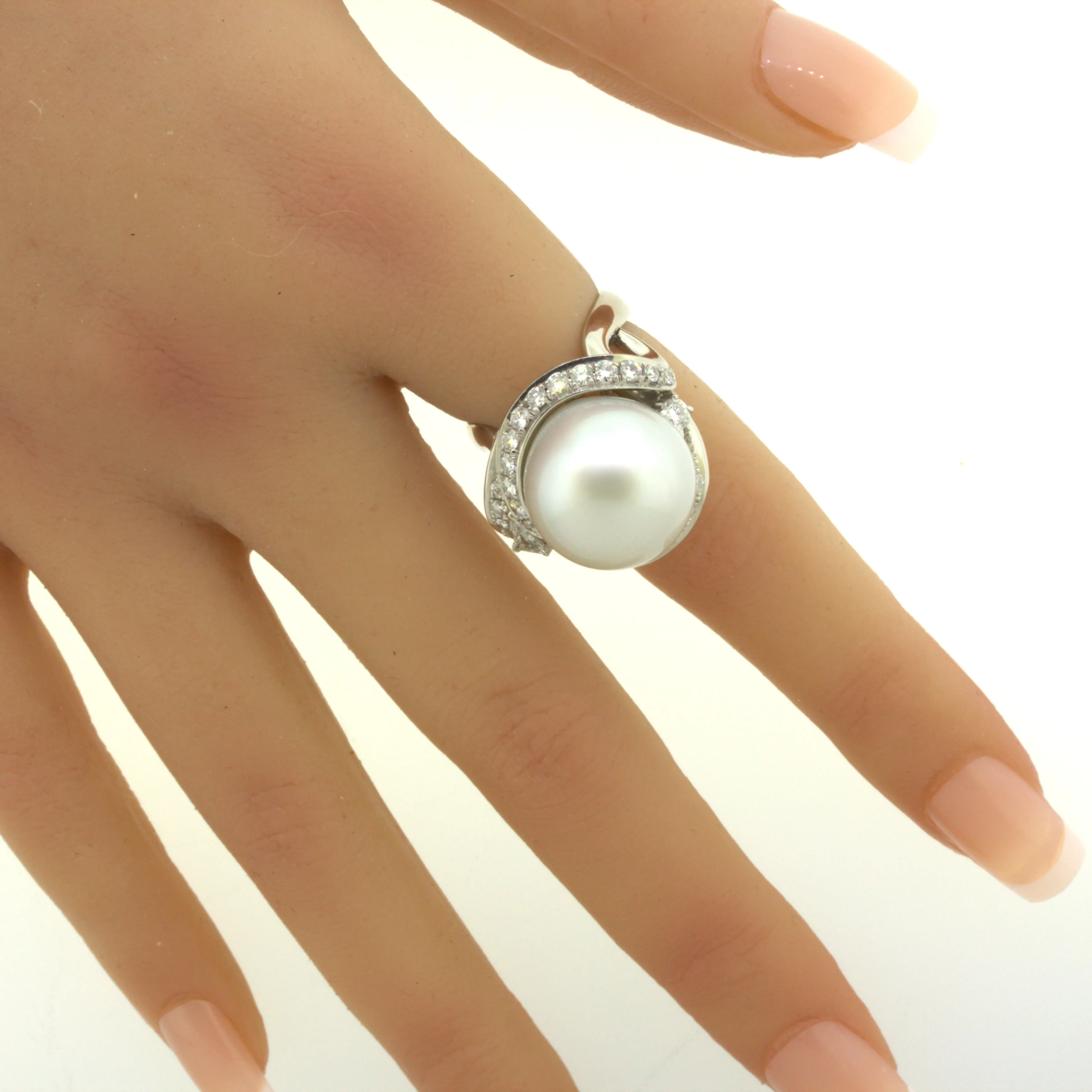 16MM South Sea Pearl Diamond Platinum Cocktail Ring