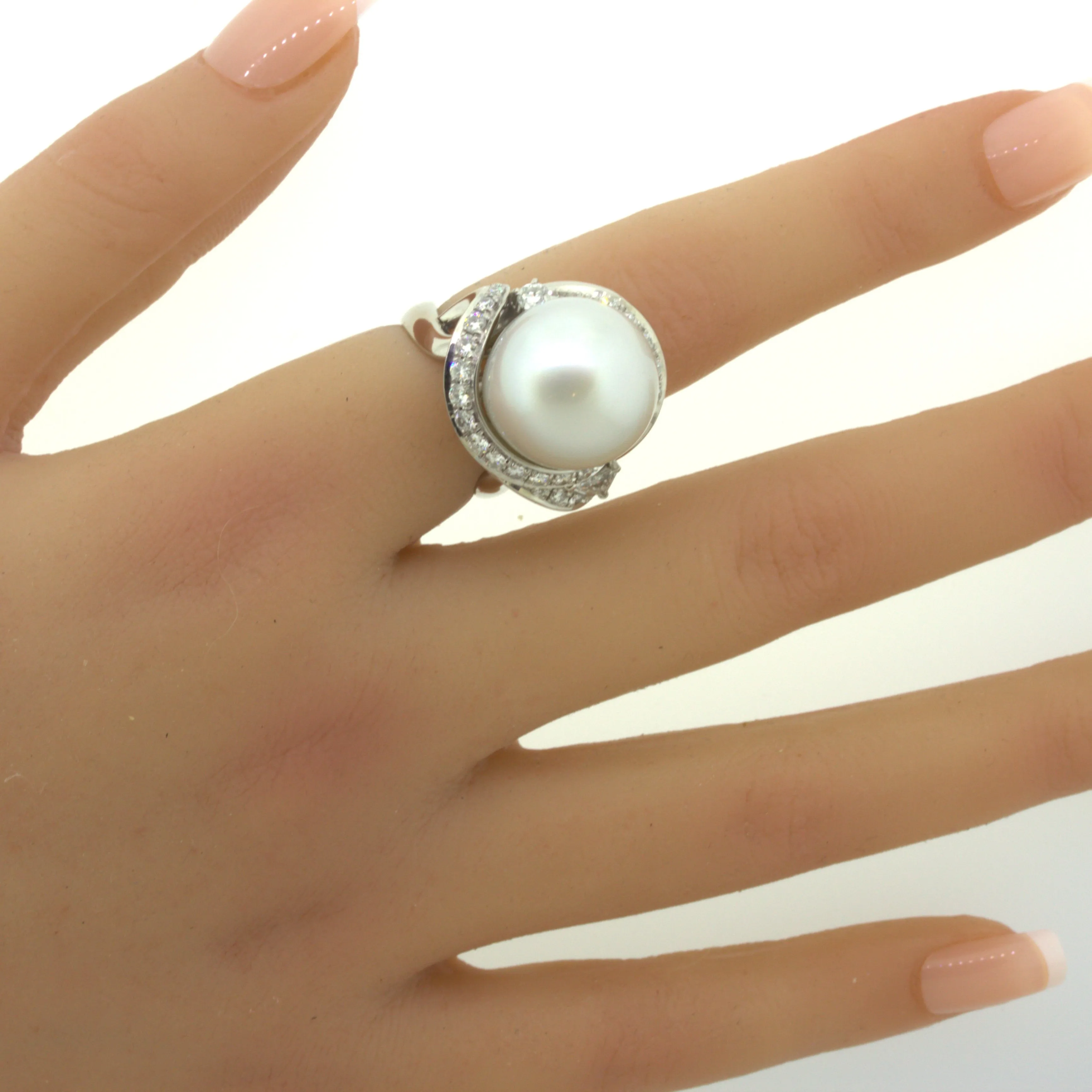 16MM South Sea Pearl Diamond Platinum Cocktail Ring