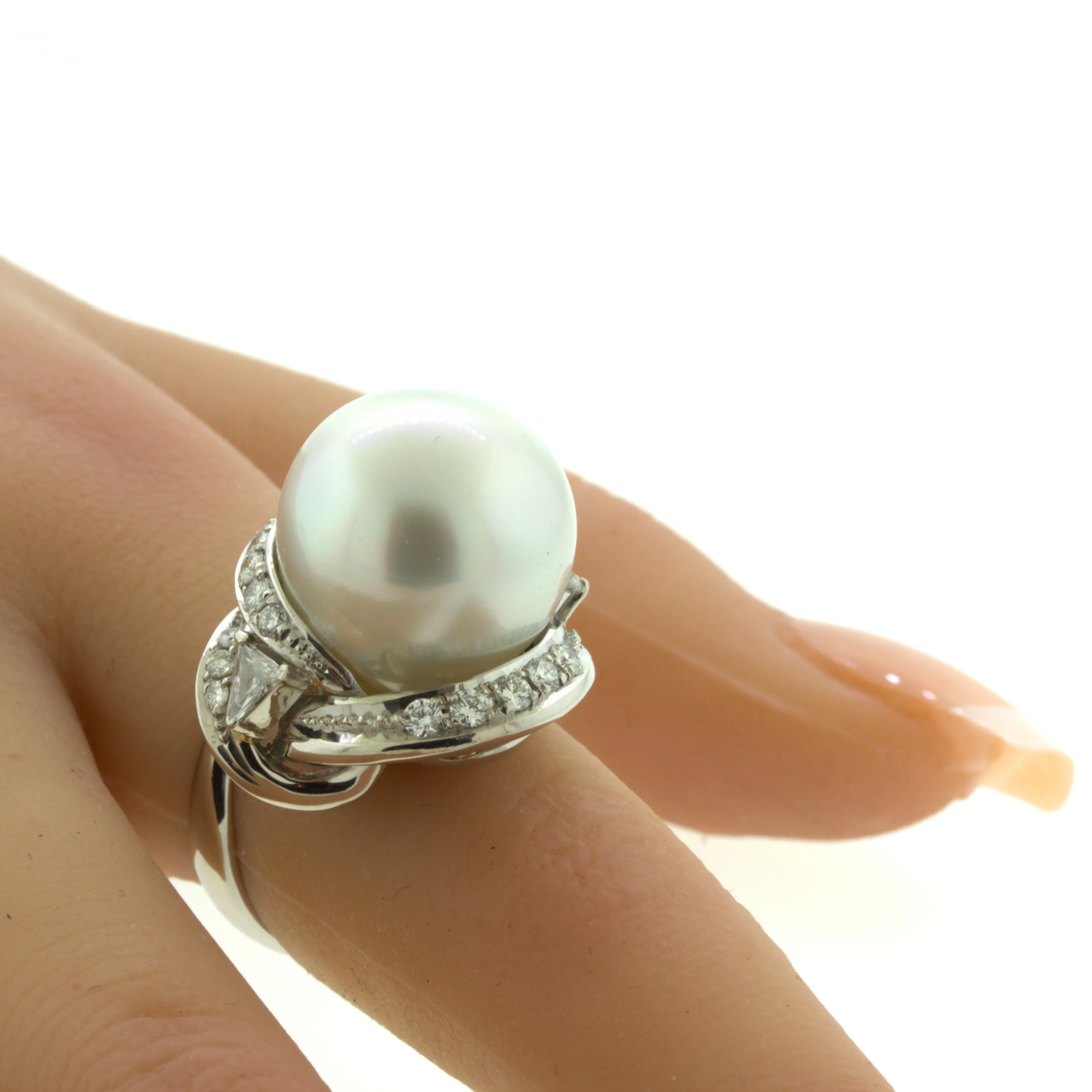 16MM South Sea Pearl Diamond Platinum Cocktail Ring