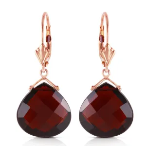 17 Carat 14K Solid Yellow Gold Leverback Earrings Checkerboard Cut Garnet