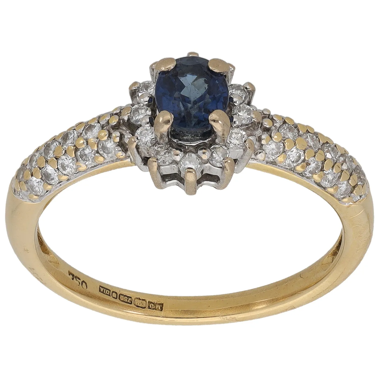 18ct Gold 0.42ct Diamond & Sapphire Dress/Cocktail Ring Size O