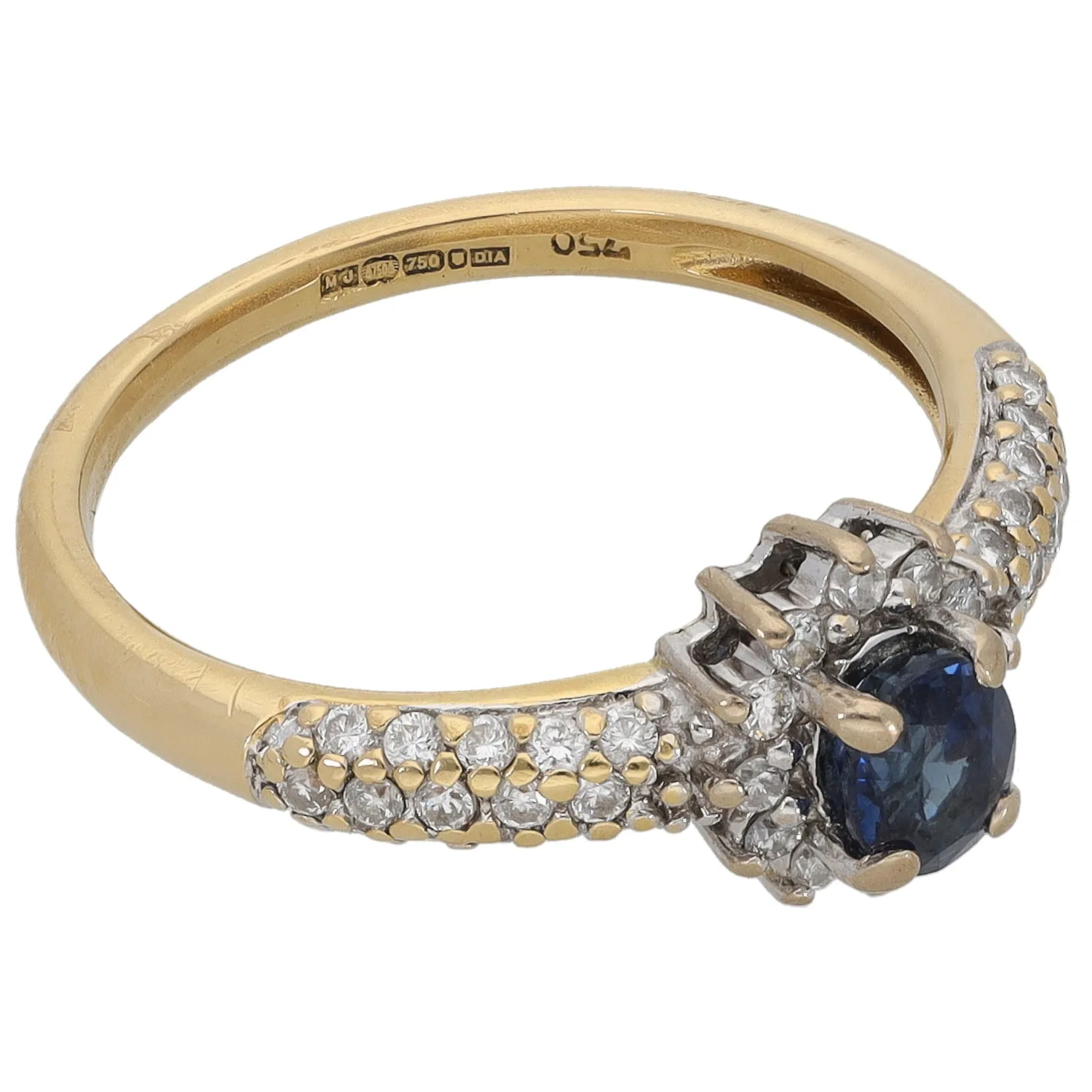 18ct Gold 0.42ct Diamond & Sapphire Dress/Cocktail Ring Size O