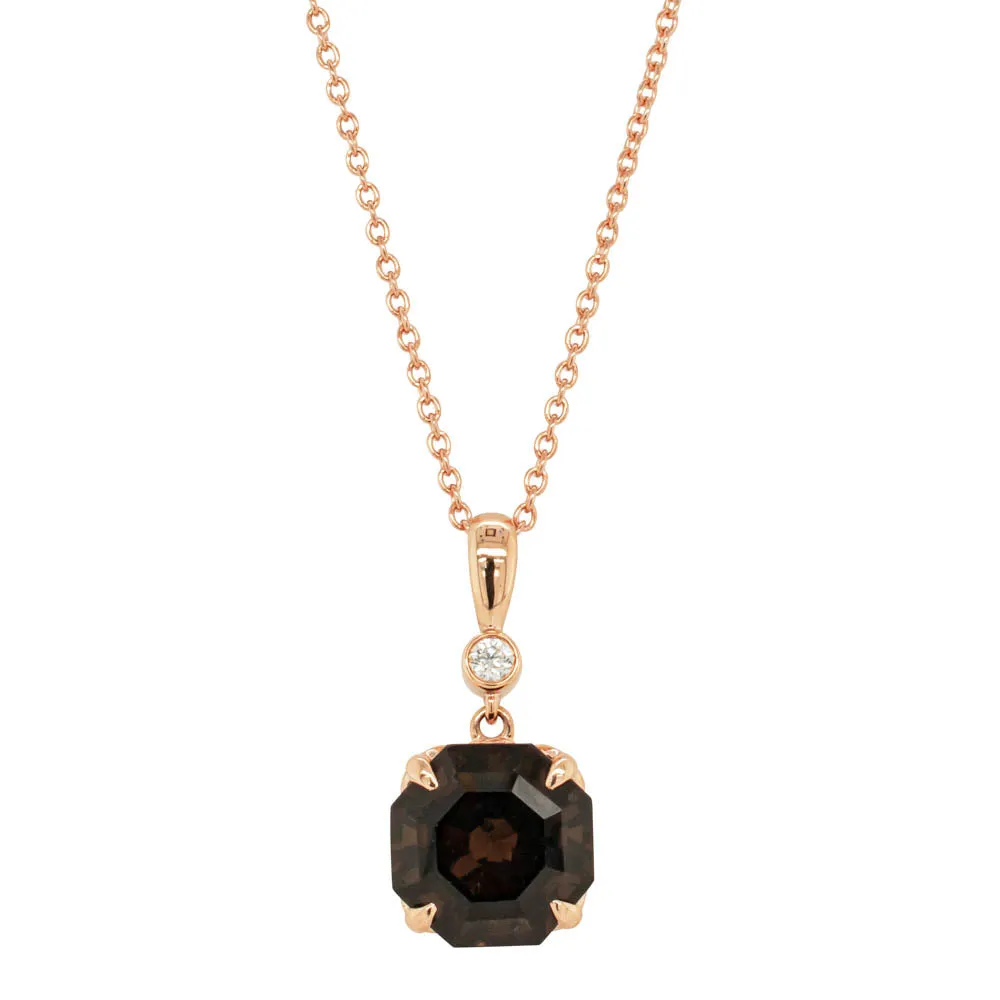 18ct Rose Gold Smoky Quartz & Diamond Octavia Pendant