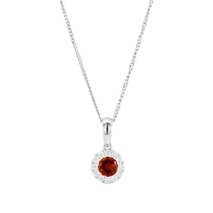 18ct White Gold 0.25ct Garnet And 0.13ct Diamond Cluster Pendant Only