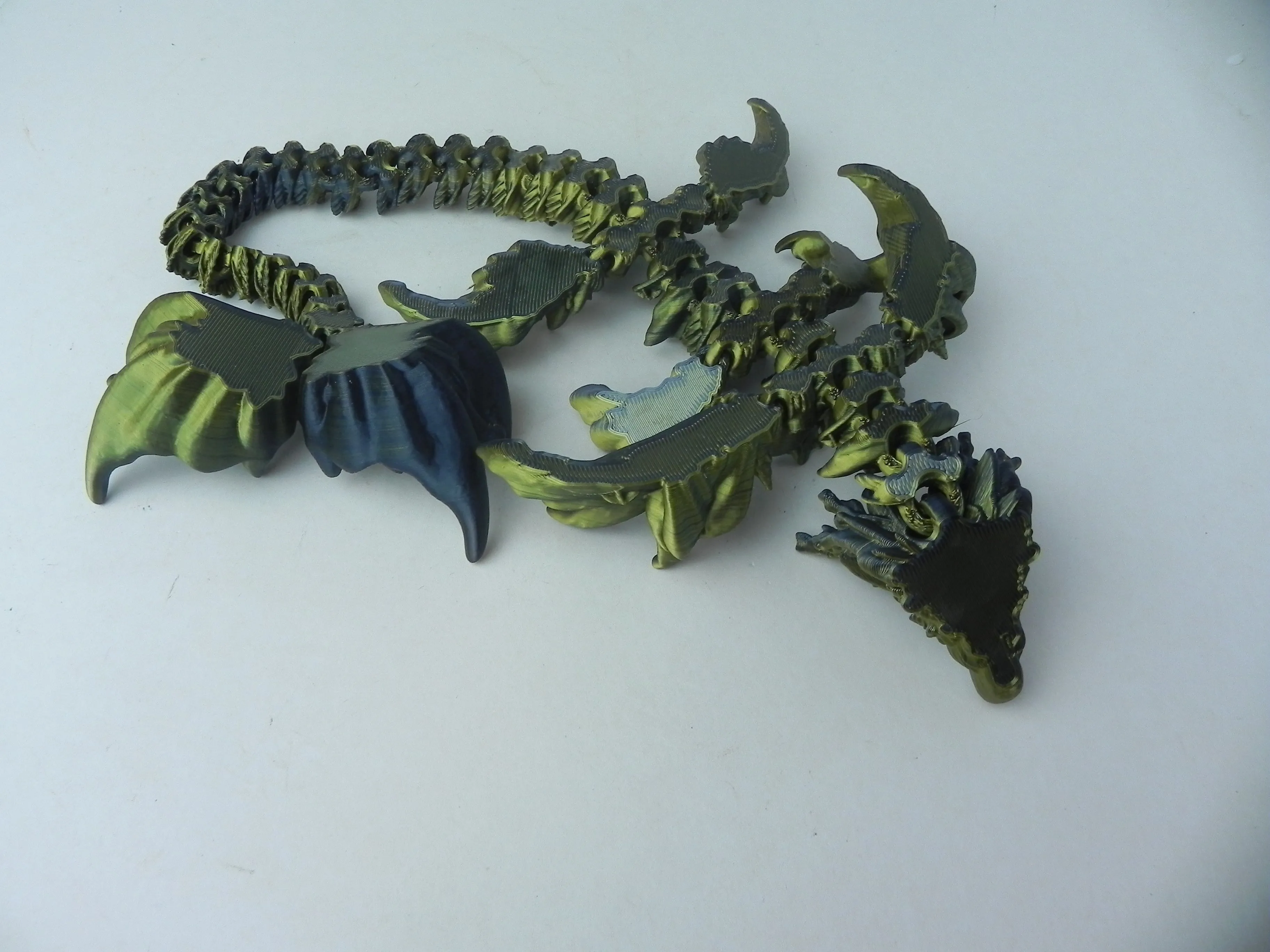 18" Green and Black Coral Dragon Fidget 3D Printed Articulated Dragon