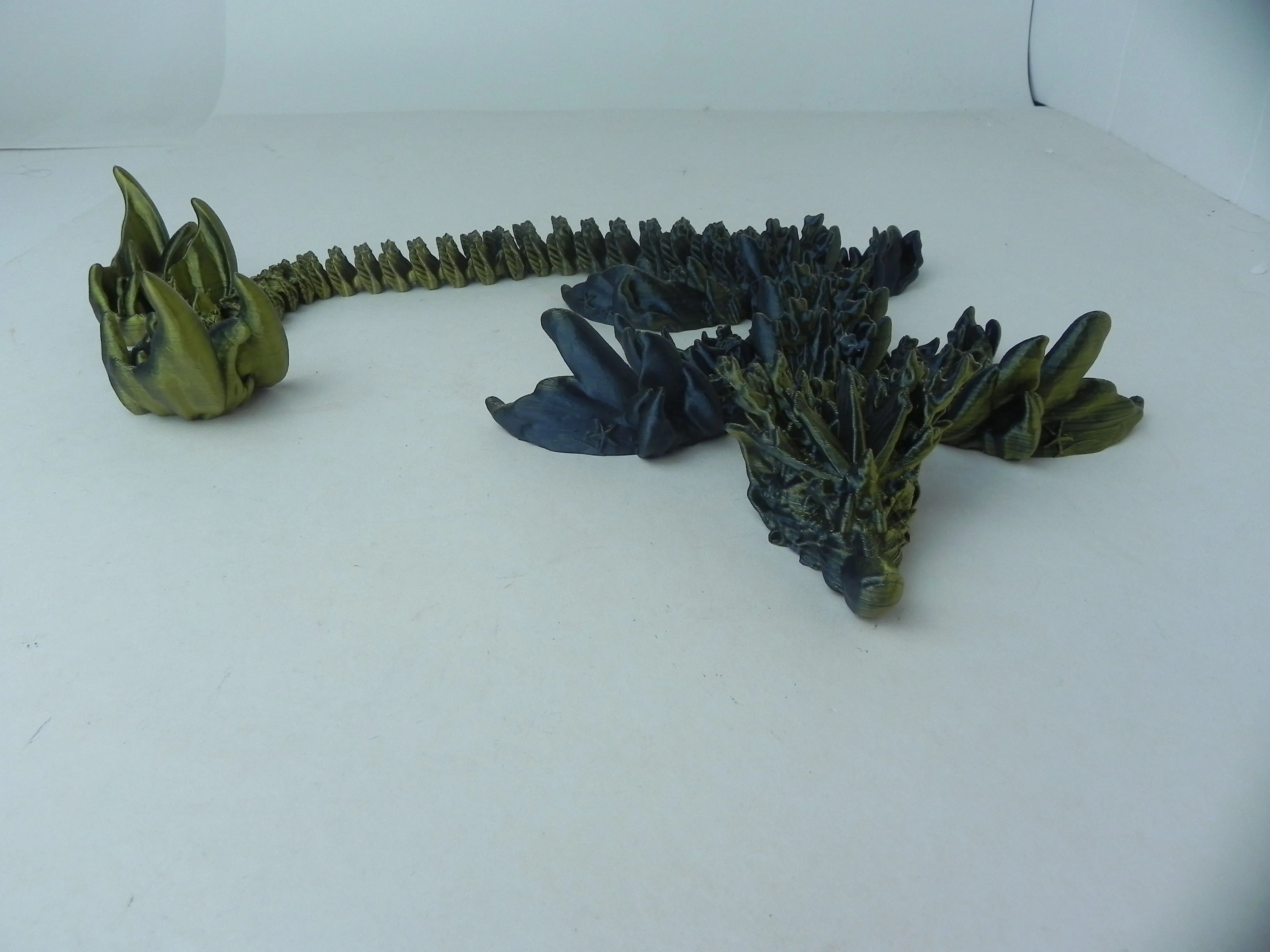 18" Green and Black Coral Dragon Fidget 3D Printed Articulated Dragon