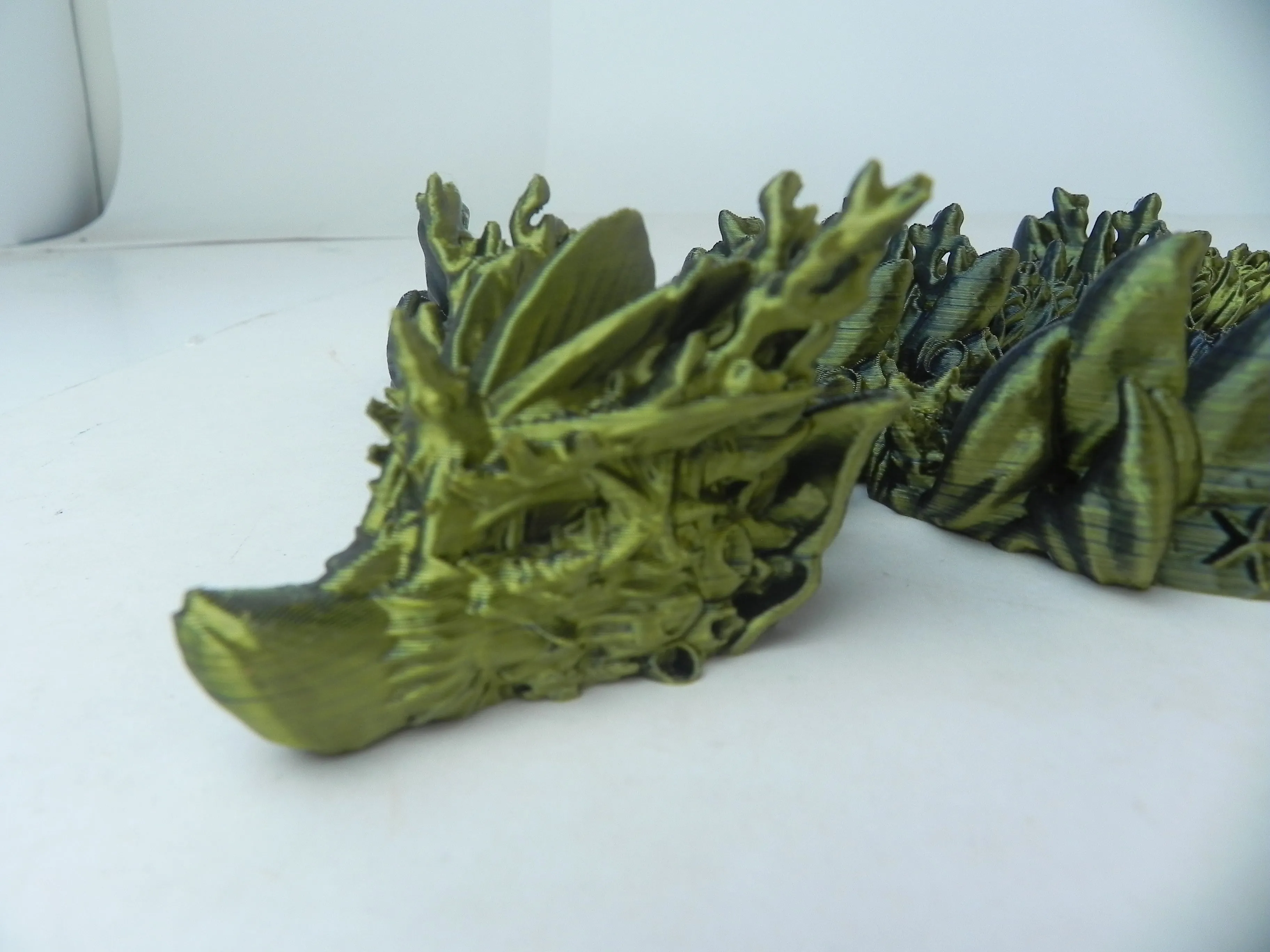 18" Green and Black Coral Dragon Fidget 3D Printed Articulated Dragon