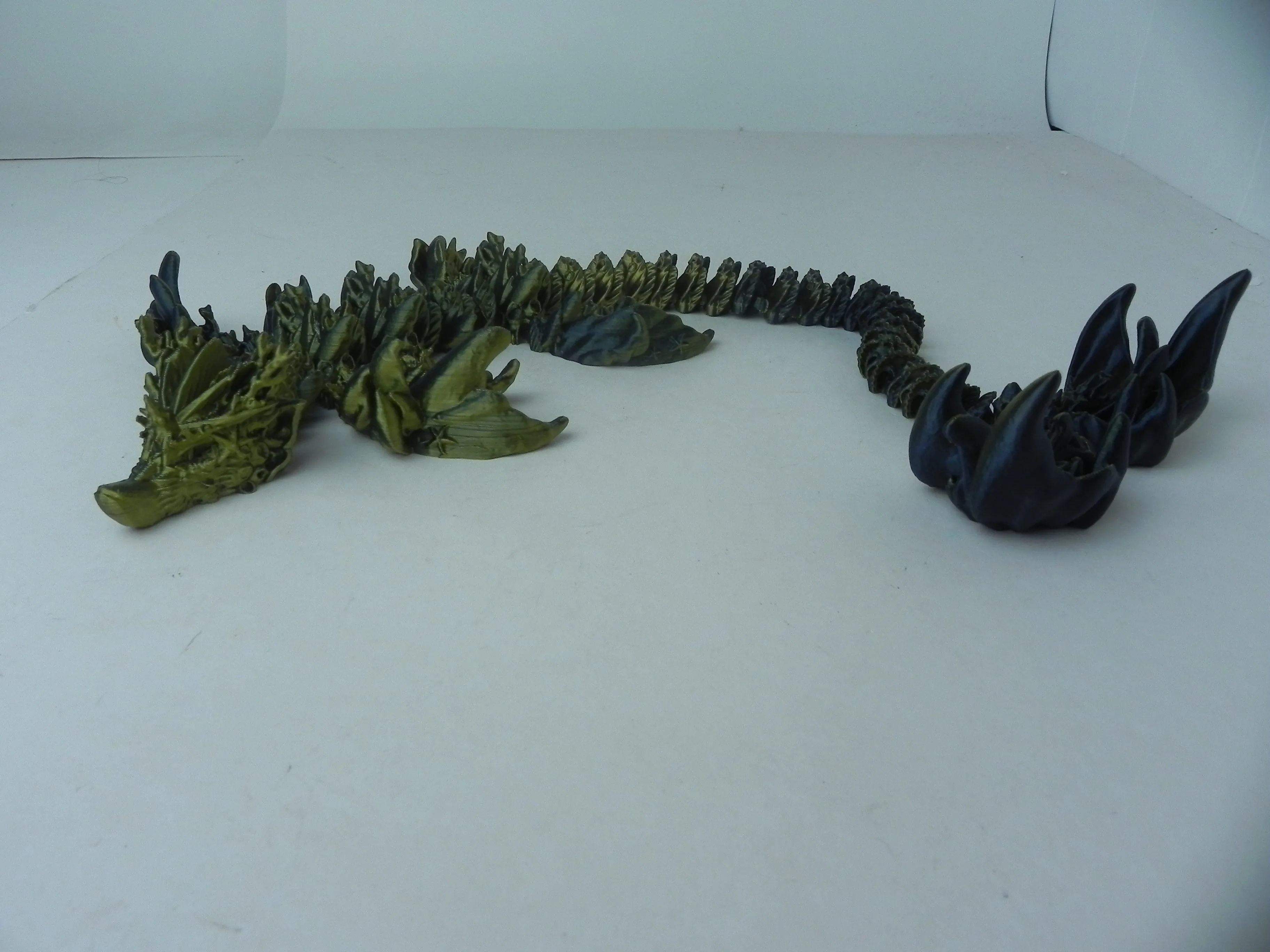 18" Green and Black Coral Dragon Fidget 3D Printed Articulated Dragon