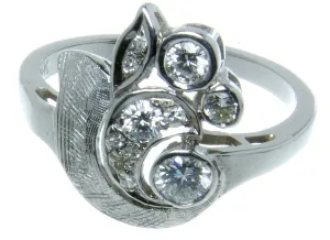 1950s Diamond Floral Cocktail Ring