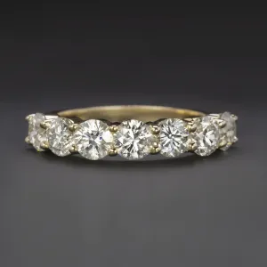 2.16ct VERY GOOD CUT DIAMOND 7 STONE WEDDING BAND STACKING RING 14k YELLOW GOLD