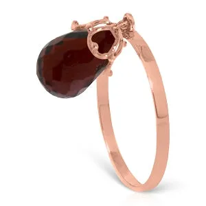 3 Carat 14K Solid Rose Gold Ring Dangling Briolette Garnet