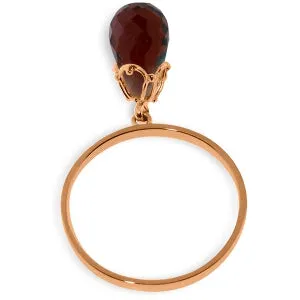 3 Carat 14K Solid Rose Gold Ring Dangling Briolette Garnet