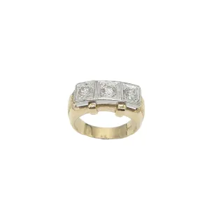 3/4 Carat Total Weight Diamond 3 Inline Mens Ring