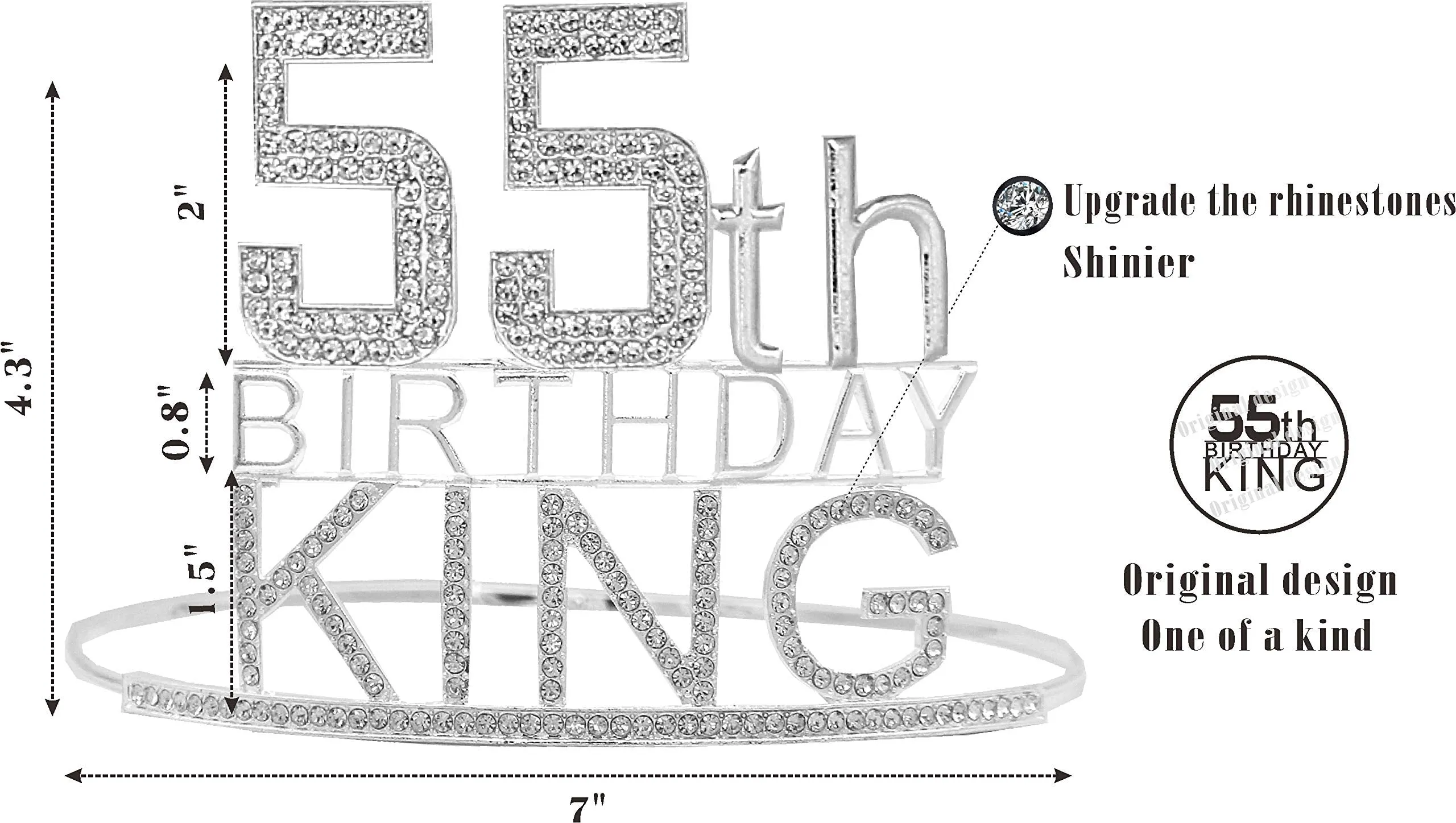 55th Birthday King Crown,55th Birthday Gifts for Men, 55th Birthday King Sash, 55th