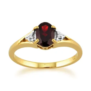 9 Karat Gelbgold 0.77ct ct natürlich Granat & Diamant einzeln Stein Ring