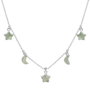 Adela Aventurine Star & Moon Charm Necklace | 925 Sterling Silver