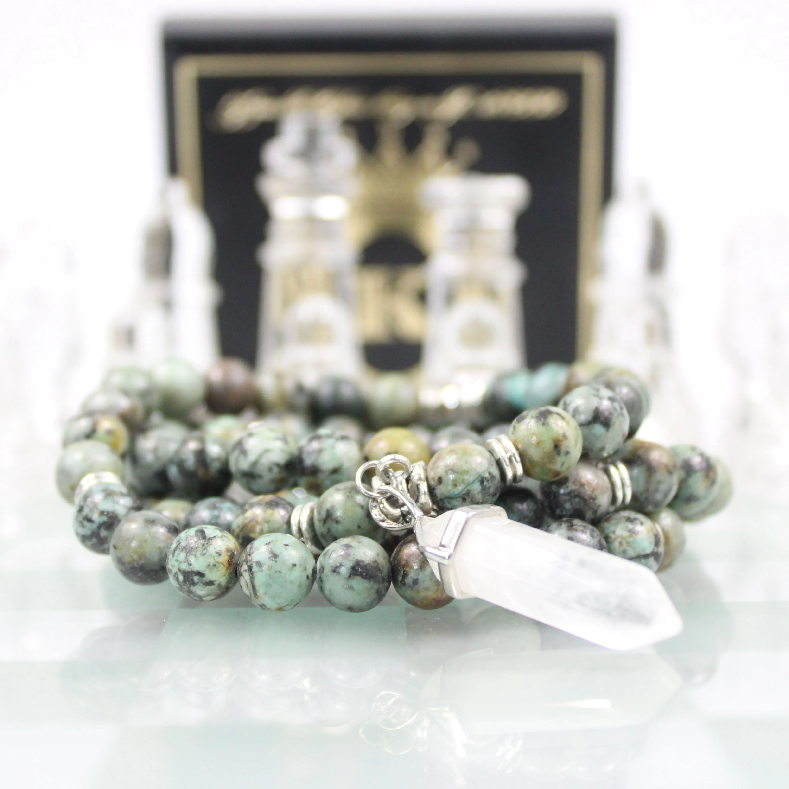 African Turquoise Mala Prayer Beads