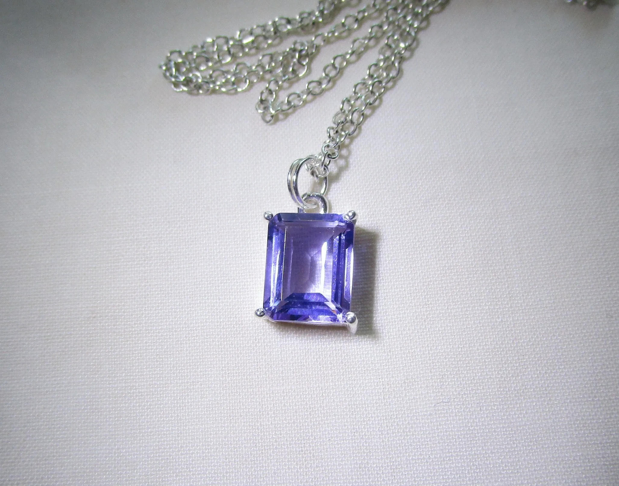 Alexandrite Color Change Created Gemstone Crystal Necklace