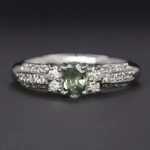 ALEXANDRITE DIAMOND COCKTAIL RING PLATINUM COLOR CHANGE GREEN PURPLE NATURAL