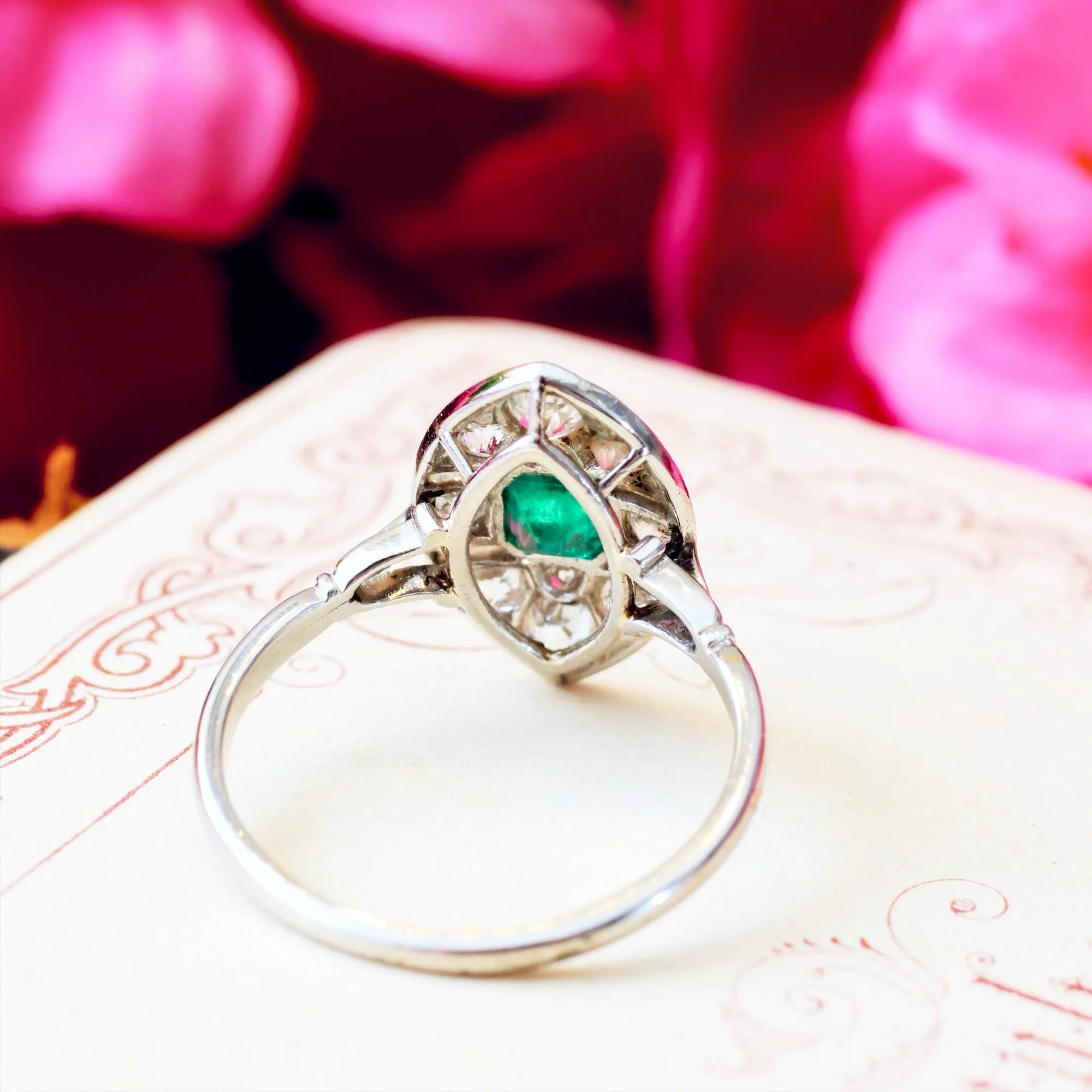 All Original Vintage Art Deco Emerald & Diamond Ring