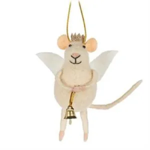 Angel Mouse with Bell Felt Ornament