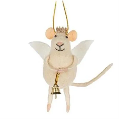 Angel Mouse with Bell Felt Ornament