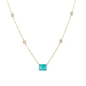 Aqua Topaz and CZ Necklace