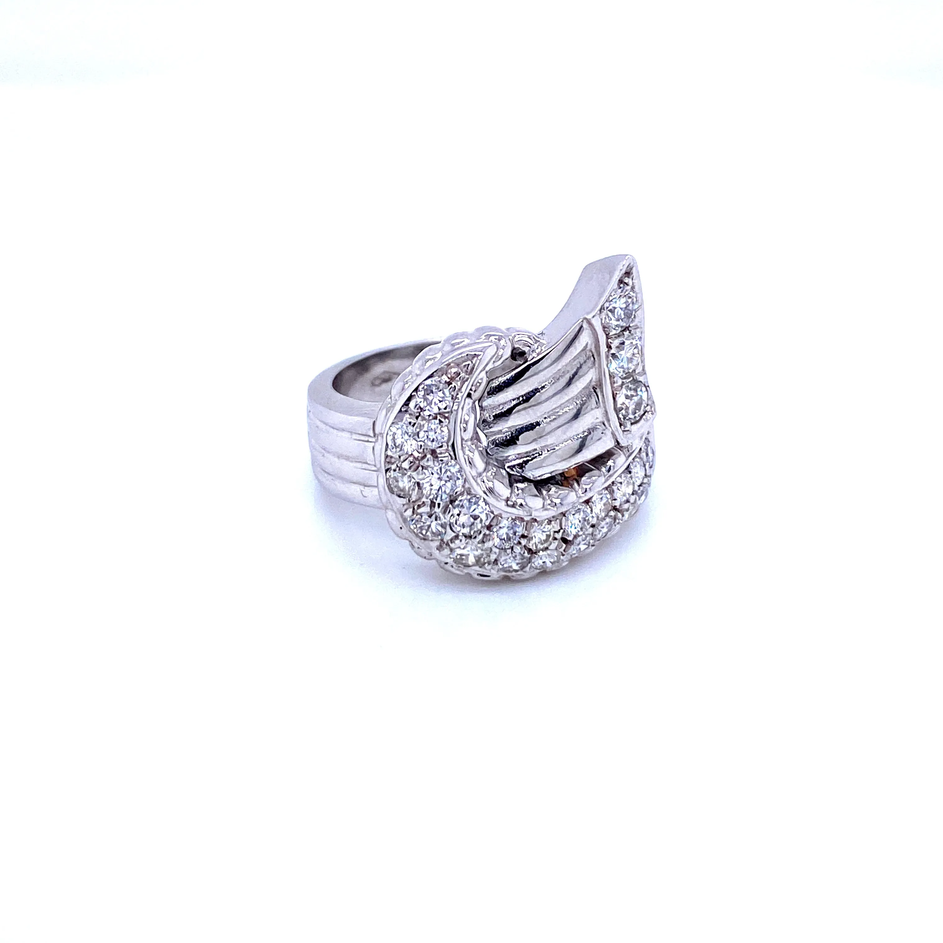 Art Deco Style Diamond Gold Bow Ring