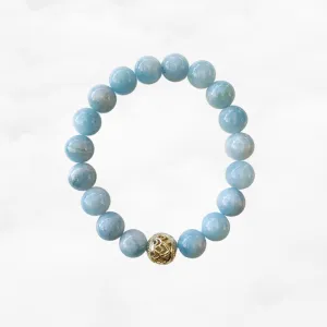 Beaded Aquamarine Lotus Bracelet 11mm