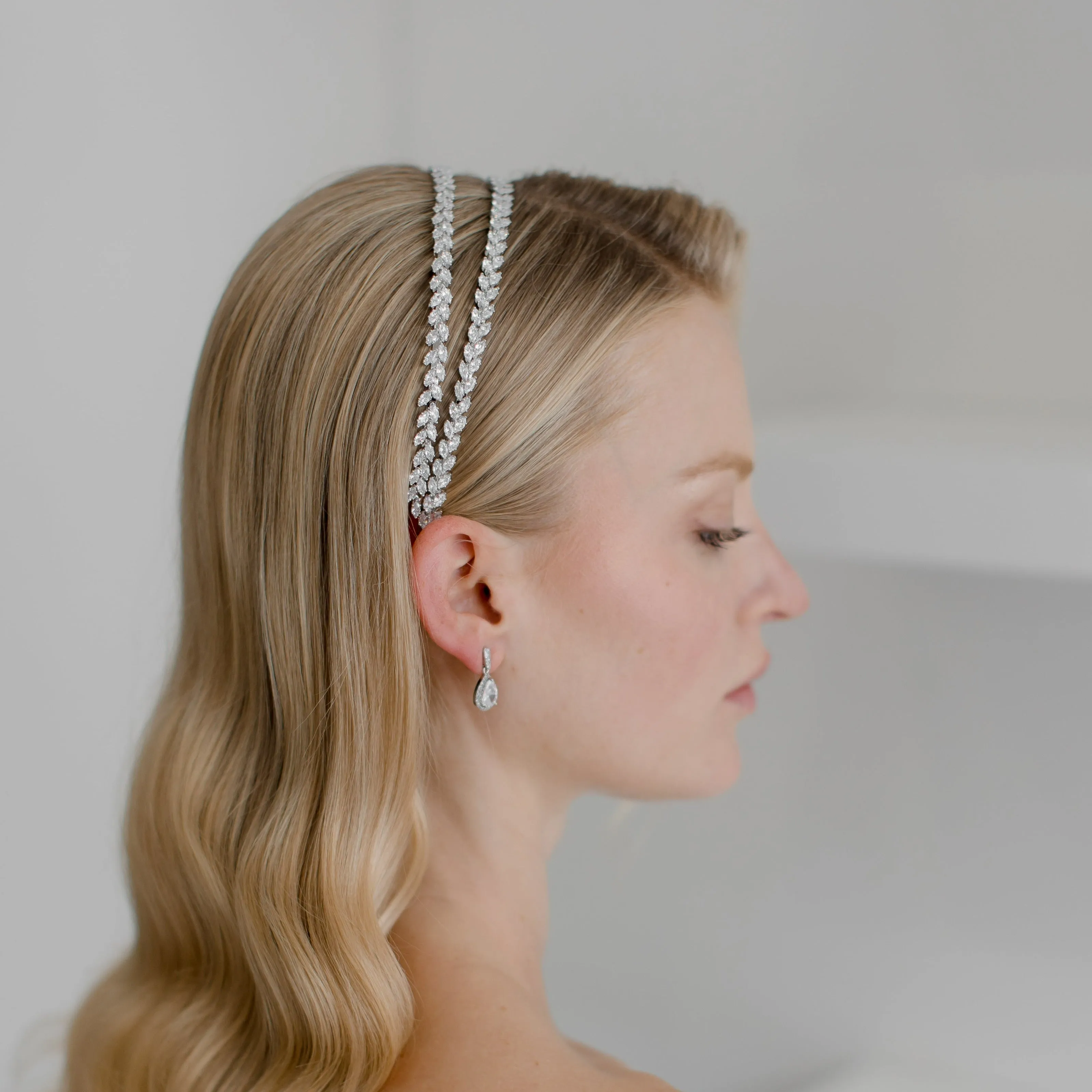 Bella - Double Row Marquise Crystal Bridal Headband