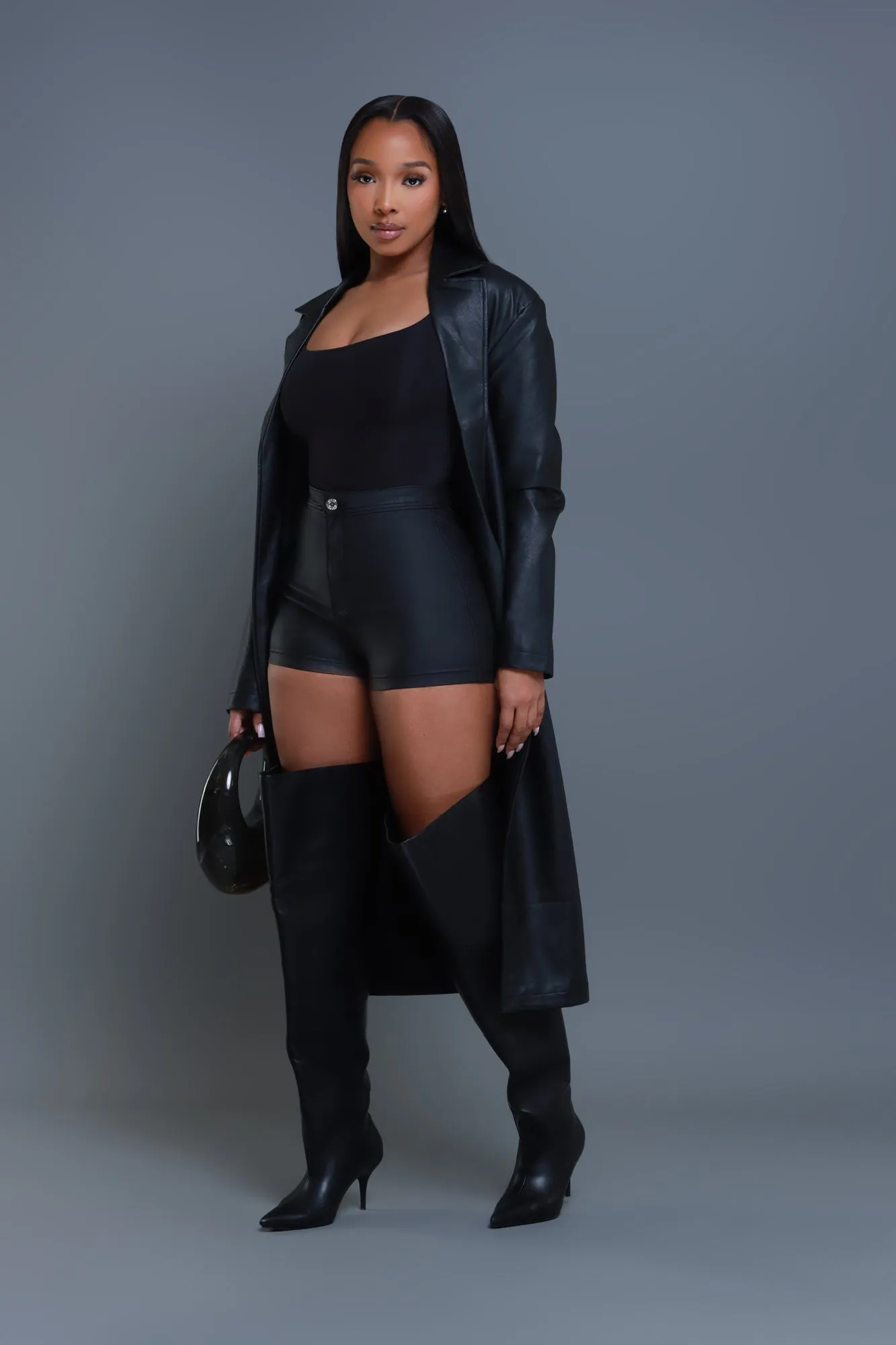 Born For This Faux Leather Shorts - Black