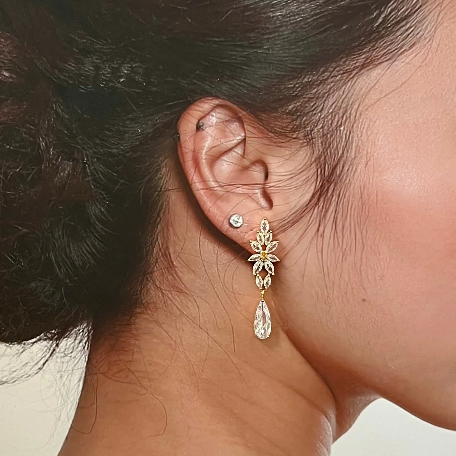 Bridal Earrings, Quinceanera Earring Dangle Classy Zirconia Earring for Bride