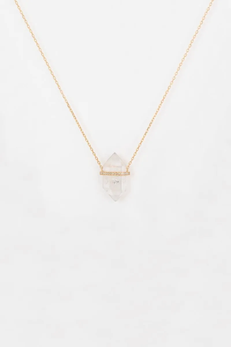 Celine Daoust Rough Pencil Quartz Crystal Diamond Necklace