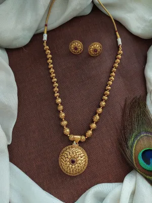 Center Pendant Plain Nagas Work Antique Mala Set