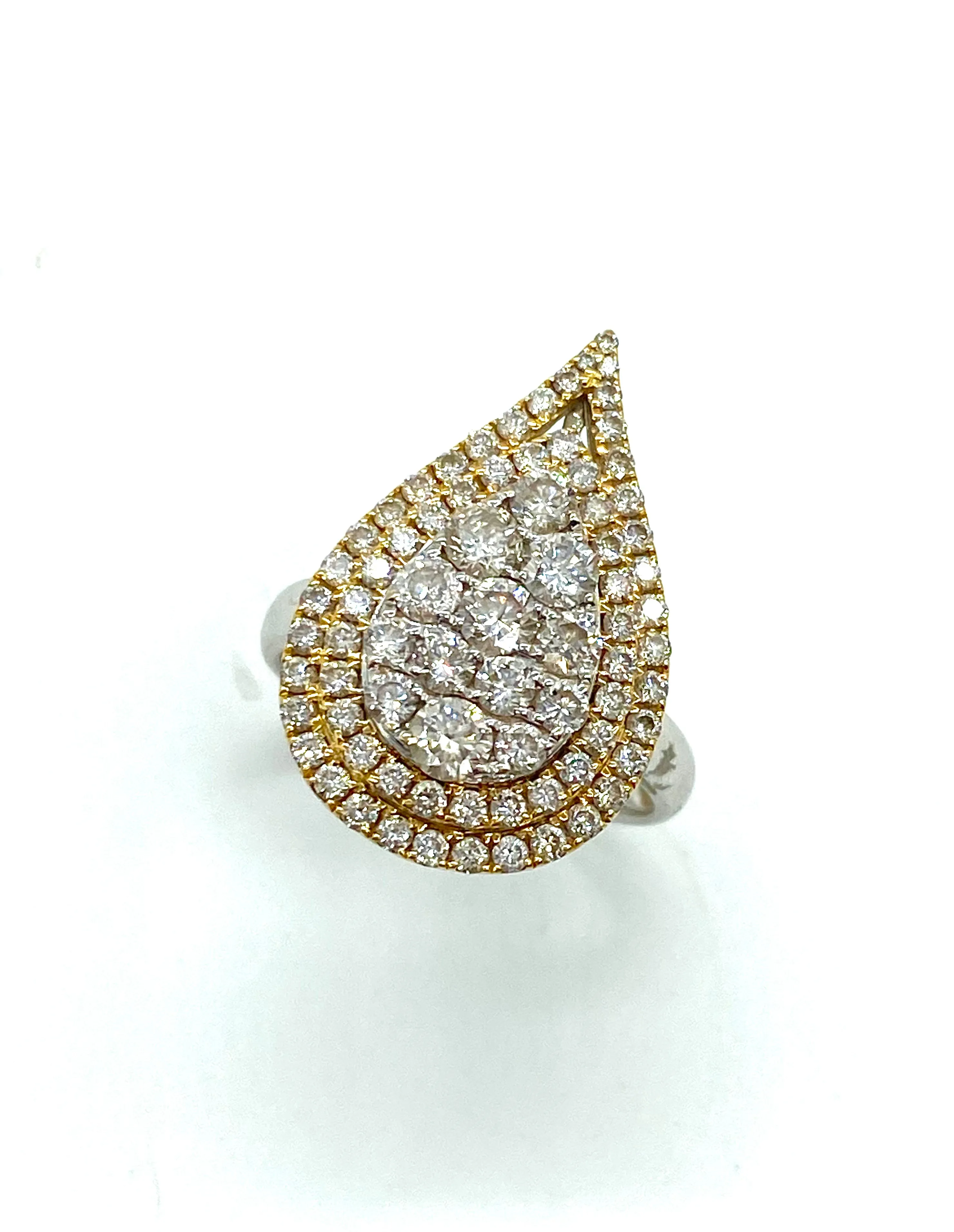 Cluster Diamond Pear Shaped Ring